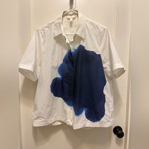 COS white and blue oversized boxy button up short sleeve
